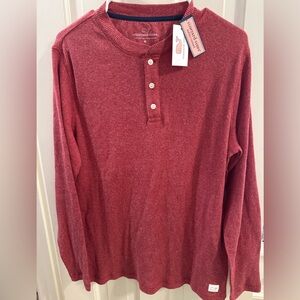 Vineyard Vines Mens Med Long Sleeve 3 Button Henley Pullover Waffle Shirt
